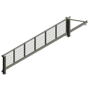Elektrisches Schiebetor 'Mosaik' rechts 600 x 100 cm Aluminium Doppelstab-Gittermatte freitragend