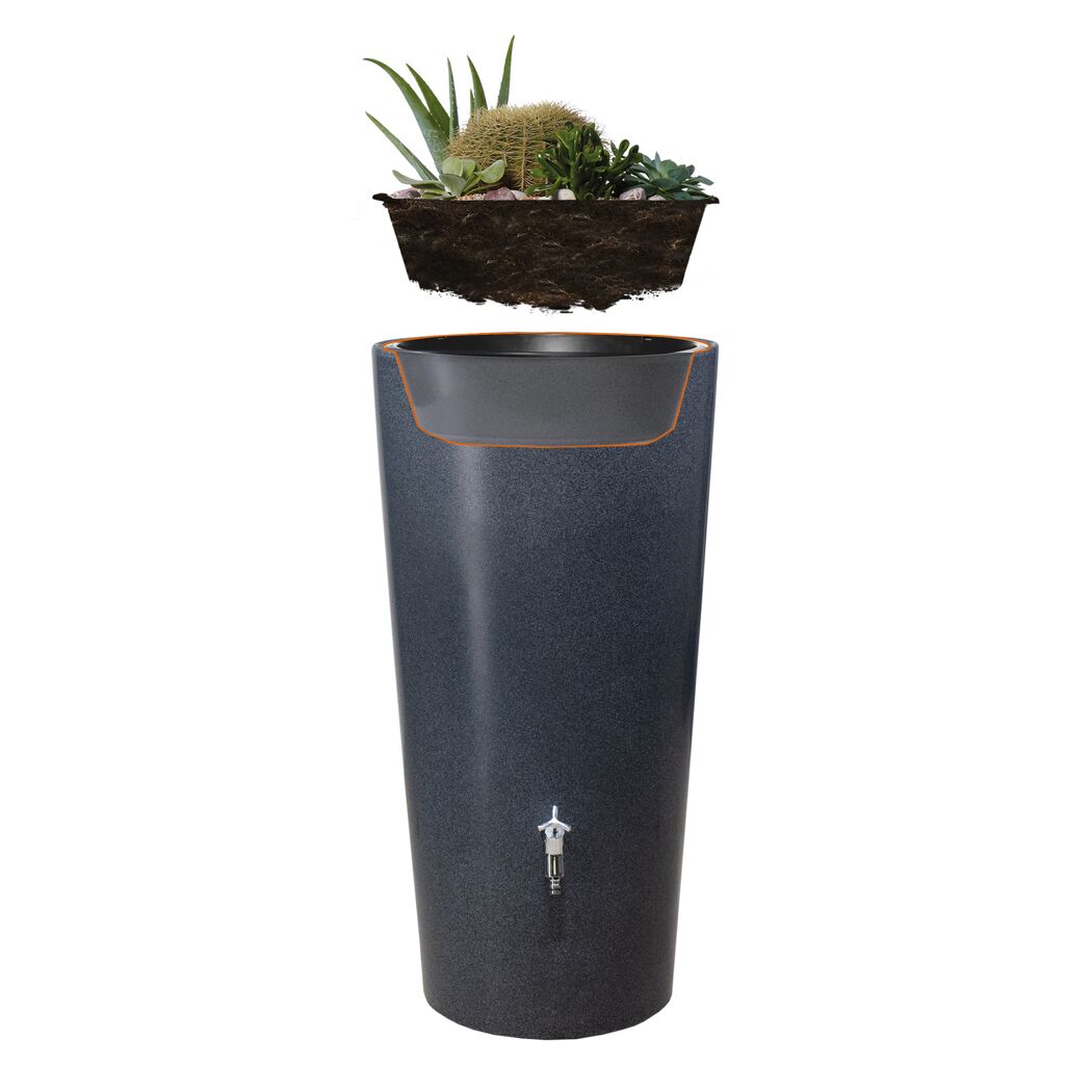 Regentonne Stone 2in1 mit integriertem Blumenkasten