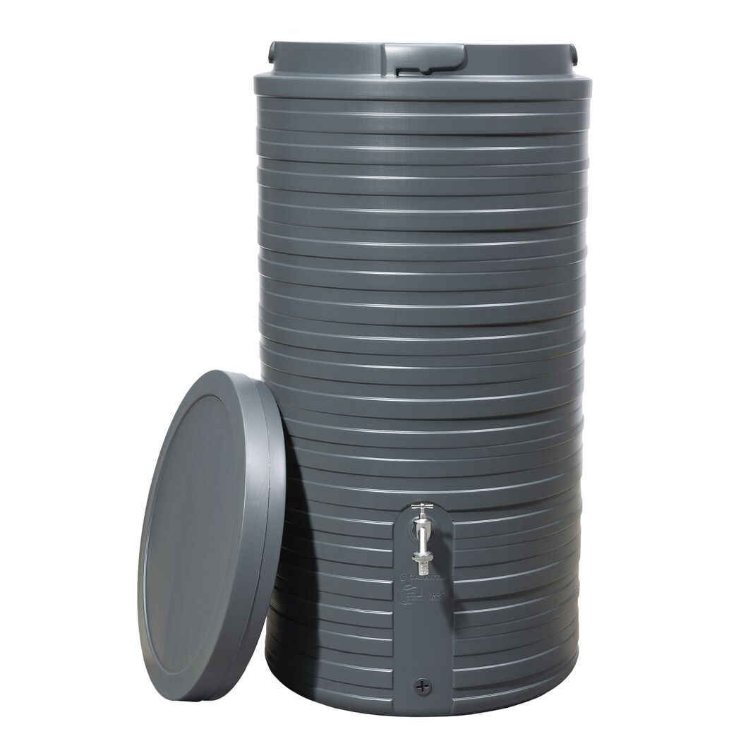 Grauer Wassertank "Nordic" mit Deckel und Wasserhahn