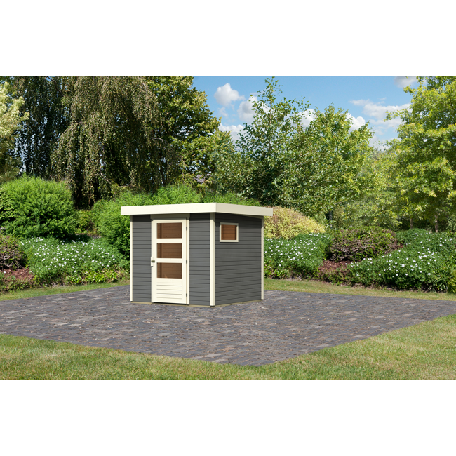 Bild von Gartenhaus 'Coburg' terragrau 242 x 238 x 210 cm