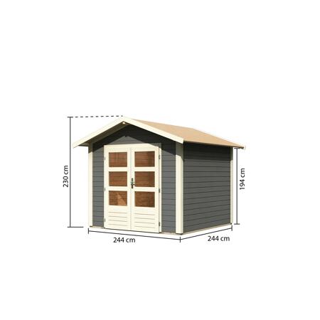 6. Bild von Gartenhaus 'Berge 1' terragrau mit Dachpappe, Boden 270 x 274 x 230 cm