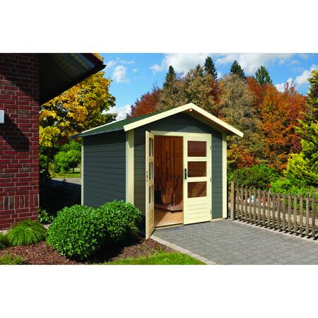 10. Bild von Gartenhaus 'Berge 1' terragrau mit Dachpappe, Boden 270 x 274 x 230 cm