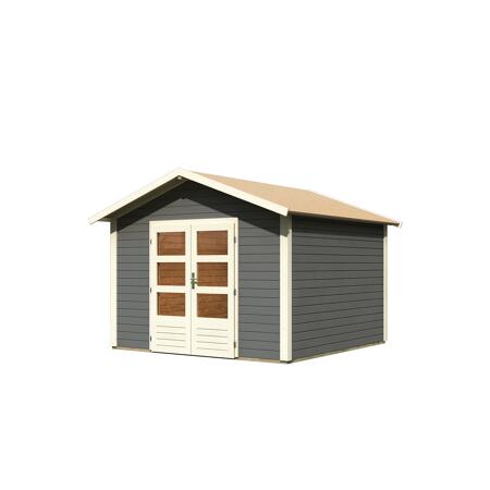 3. Bild von Gartenhaus 'Berge 2' terragrau mit Boden und Dachpappe 330 x 330 x 238 cm