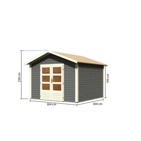 6. Bild von Gartenhaus 'Berge 2' terragrau mit Boden und Dachpappe 330 x 330 x 238 cm