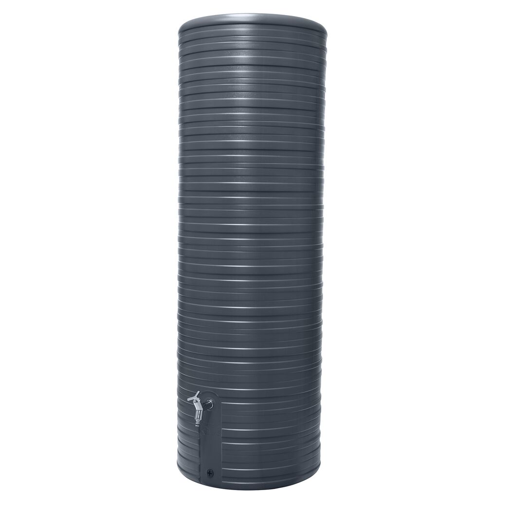 Grauer Regentank Nordic 500 L mit Wasserhahn