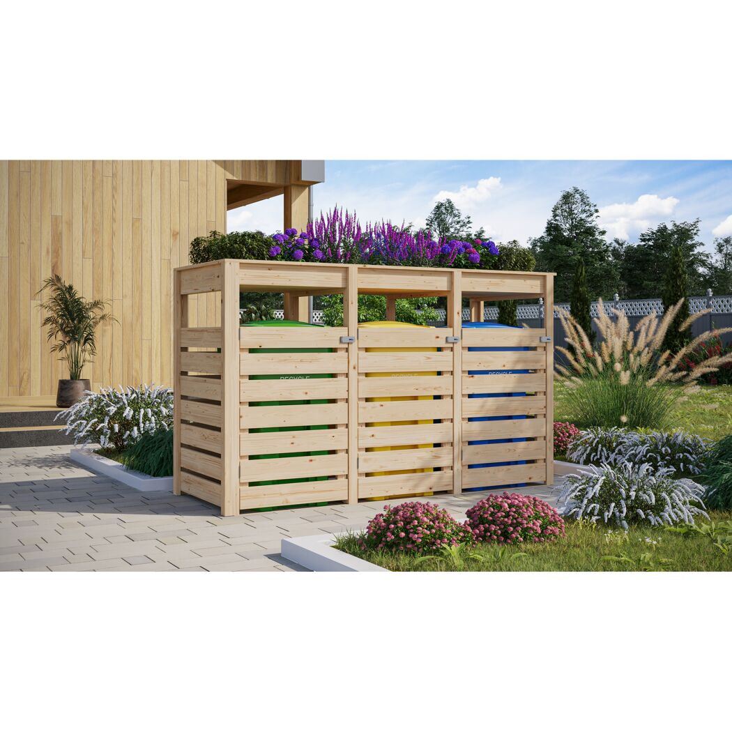 Mülltonnenbox '3' natur 238 x 143 x 87,6 cm