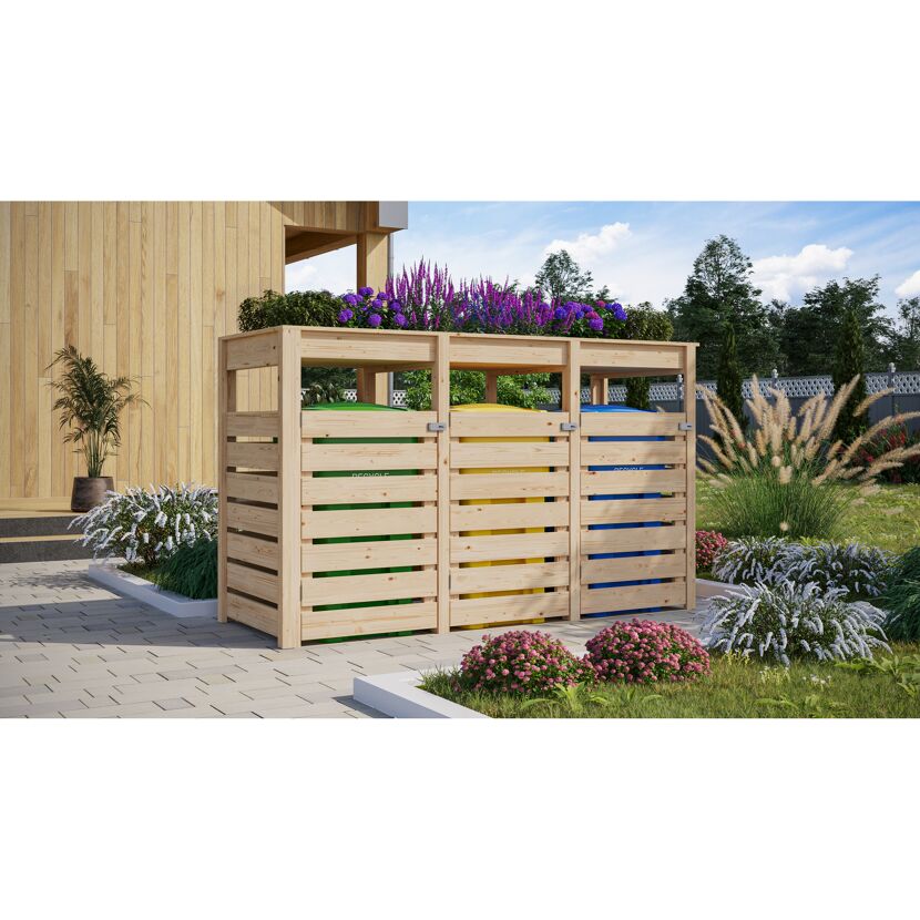 Mülltonnenbox '3' natur 238 x 143 x 87,6 cm