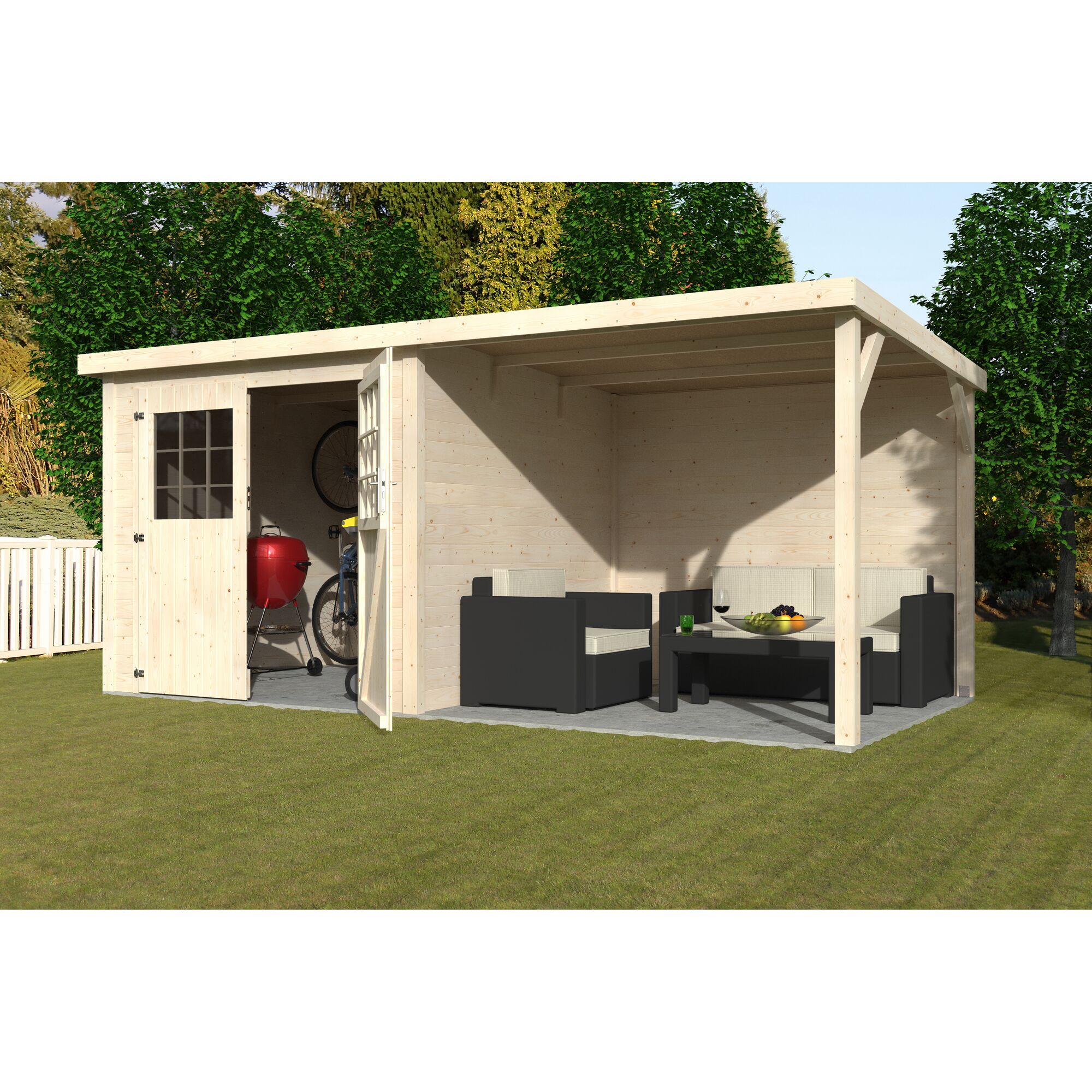 Gartenhaus mit überdachtem Freisitz