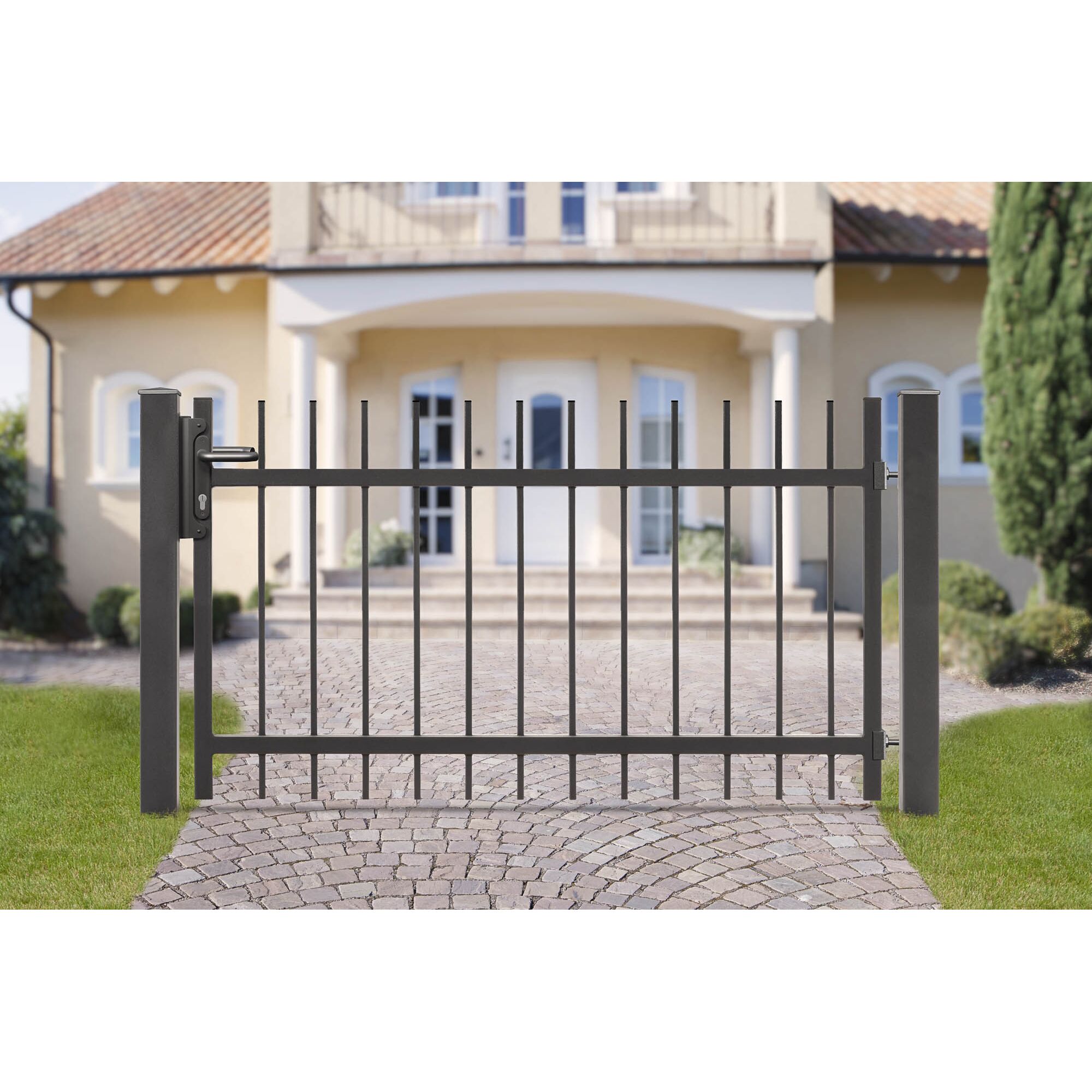 Schwarzes Metallgartentor