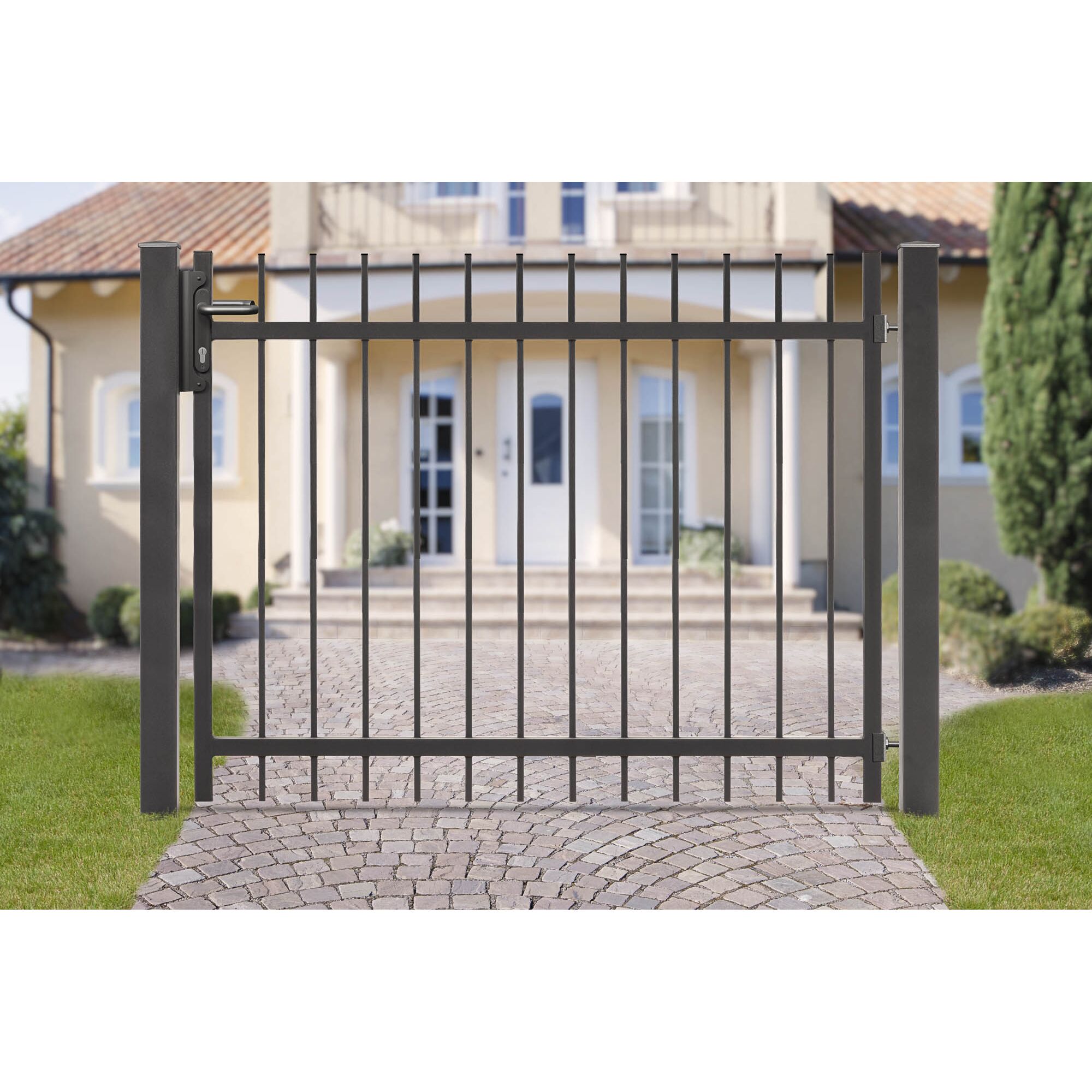 Schwarzes Metall Gartentor