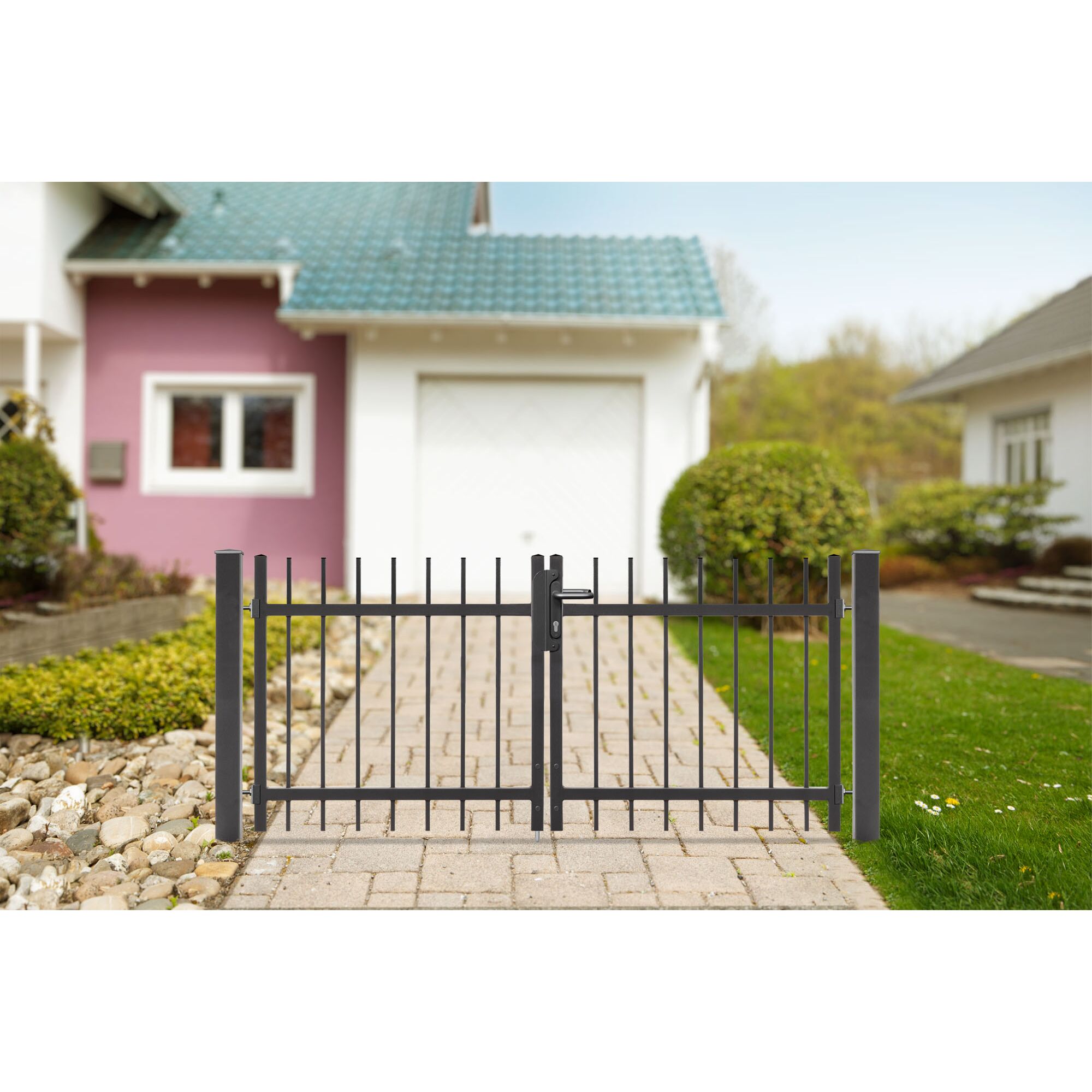 Schwarzes Metall Gartentor