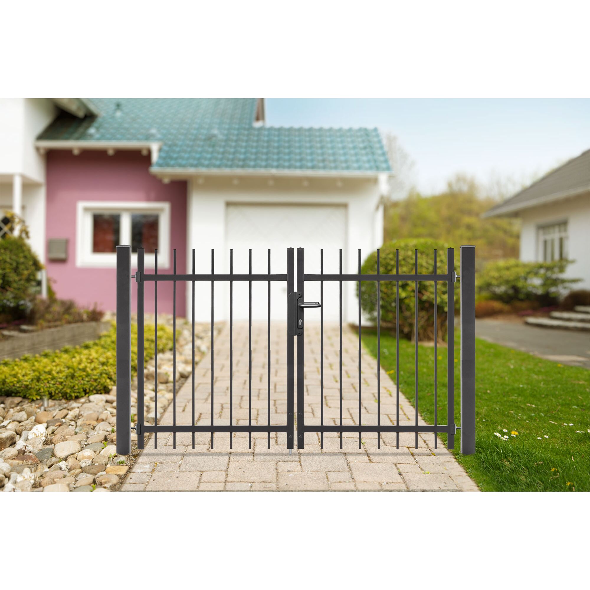 Schwarzes Metall Gartentor