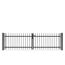 Schwarzes Metalltor mit Zauntor