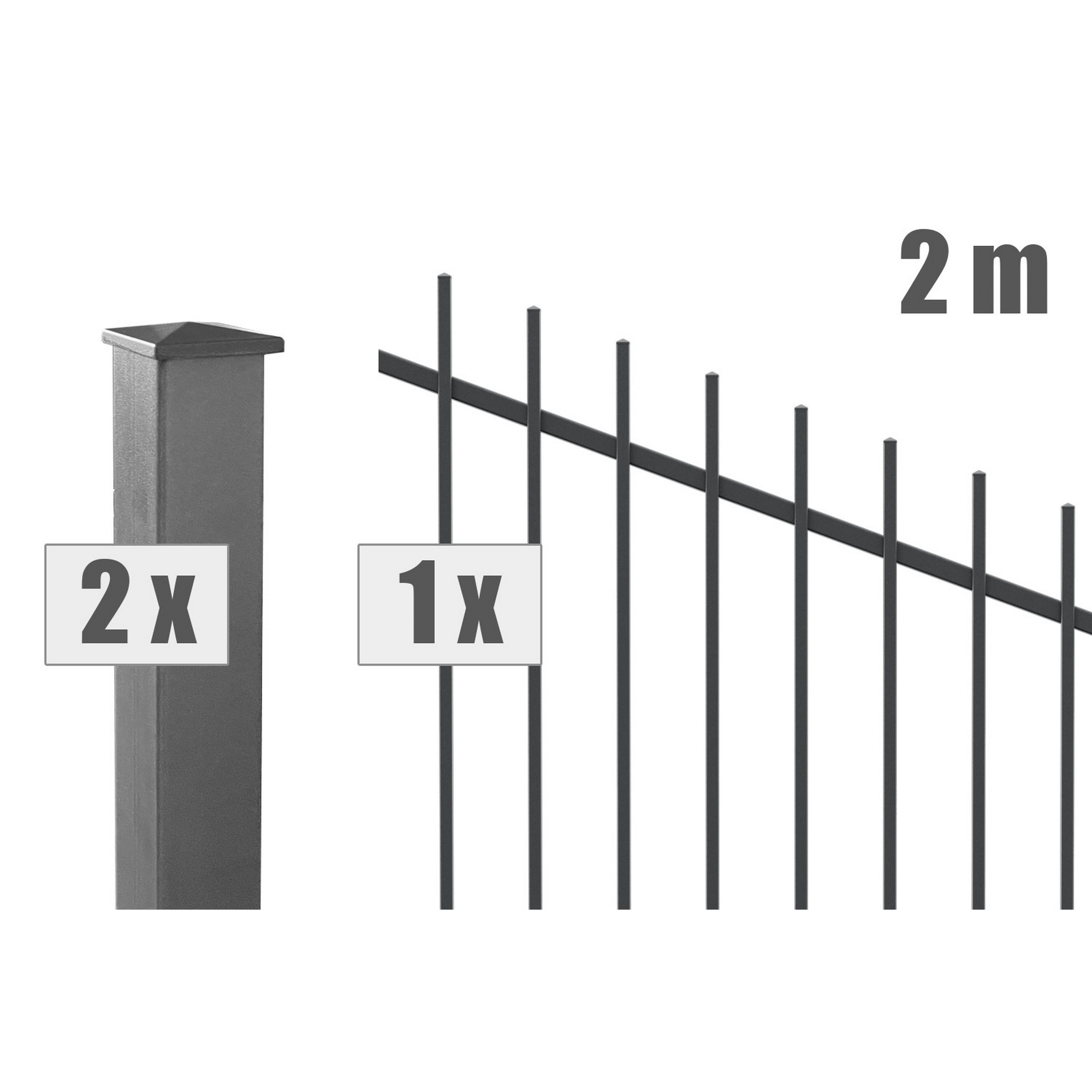 Zaunsystem-Set 'Residenz select Basel+' anthrazit für Hanglage 200 x 90 cm + product picture