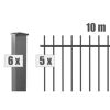 Schwarzer Metallzaun, 10 Meter lang