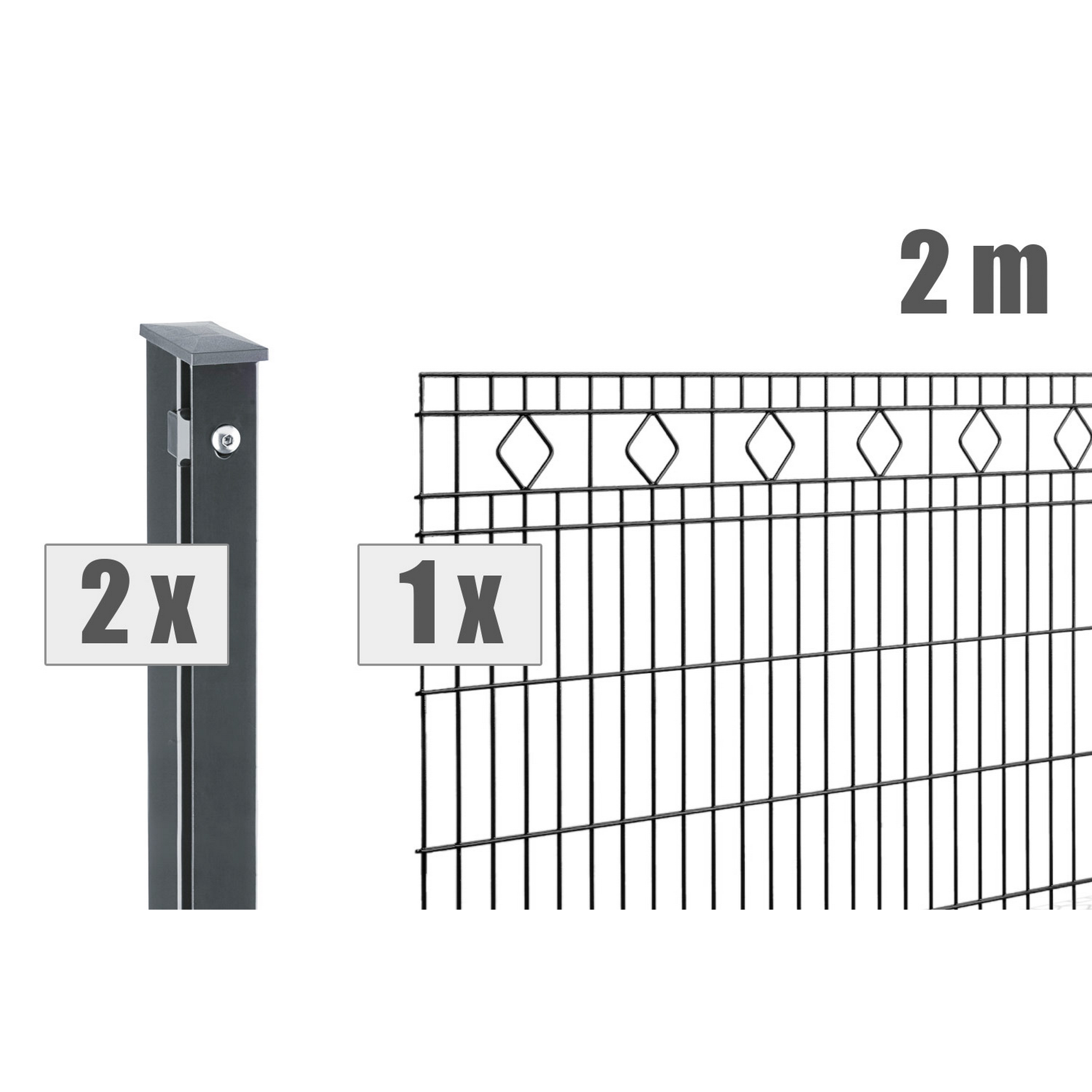 Doppelstabmattenzaun-Set 'Residenz standard Malaga' anthrazit 200 x 80 cm + product picture