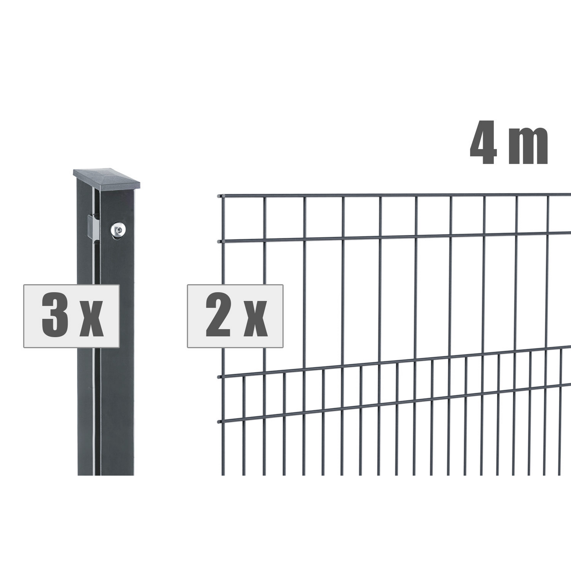 Doppelstabmattenzaun-Set 'Milo' anthrazit 400 x 100 cm + product picture