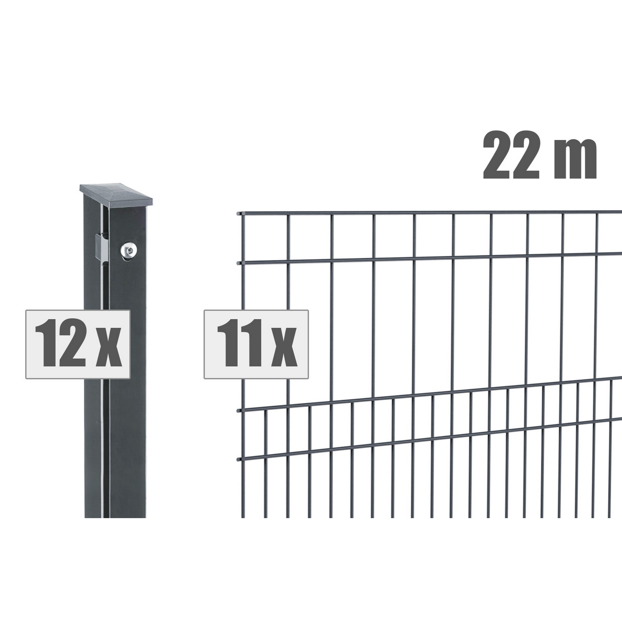 Doppelstabmattenzaun-Set 'Milo' anthrazit 2200 x 100 cm + product picture