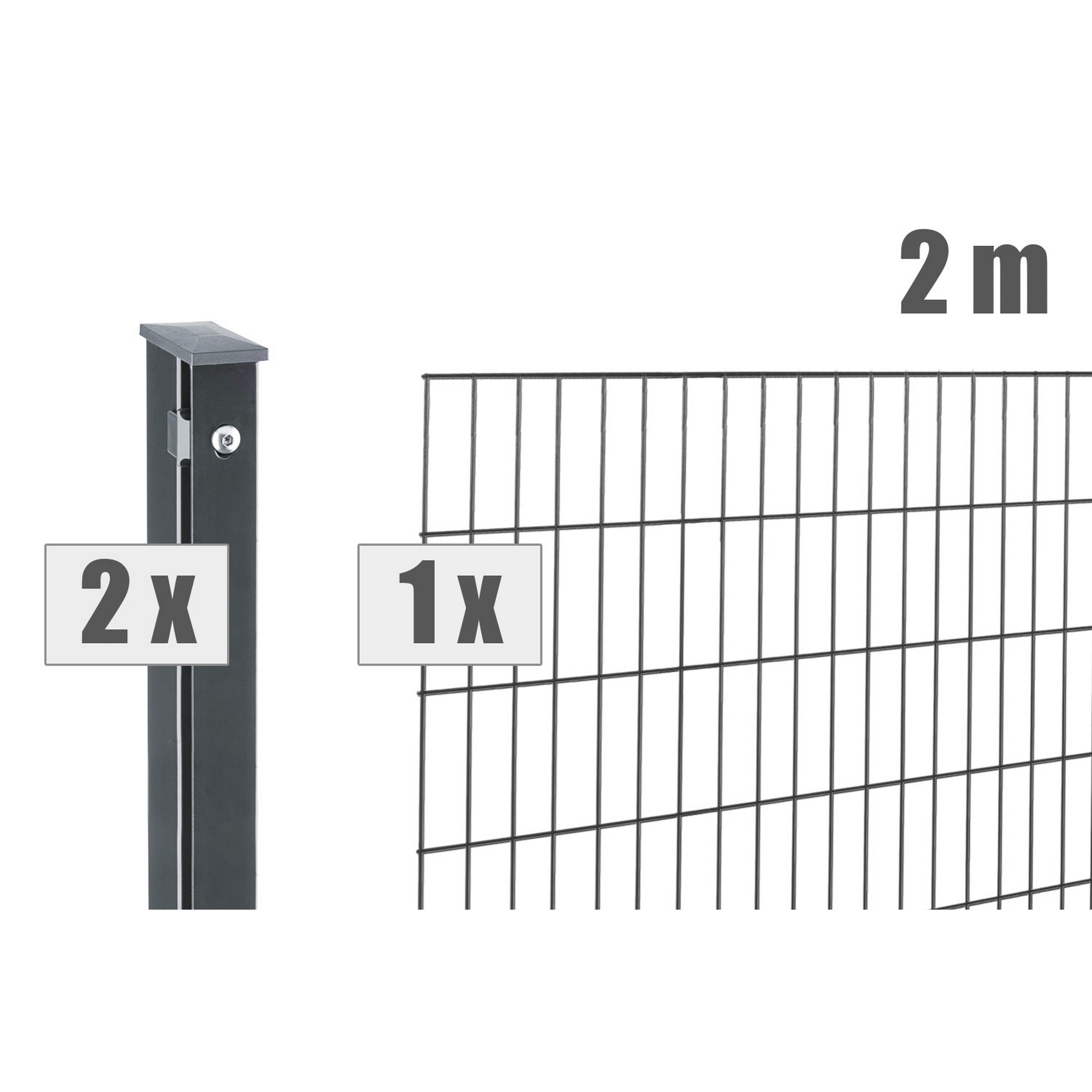 Doppelstabmattenzaun-Set 'Pico S 2.0' anthrazit 200 x 80 cm + product picture