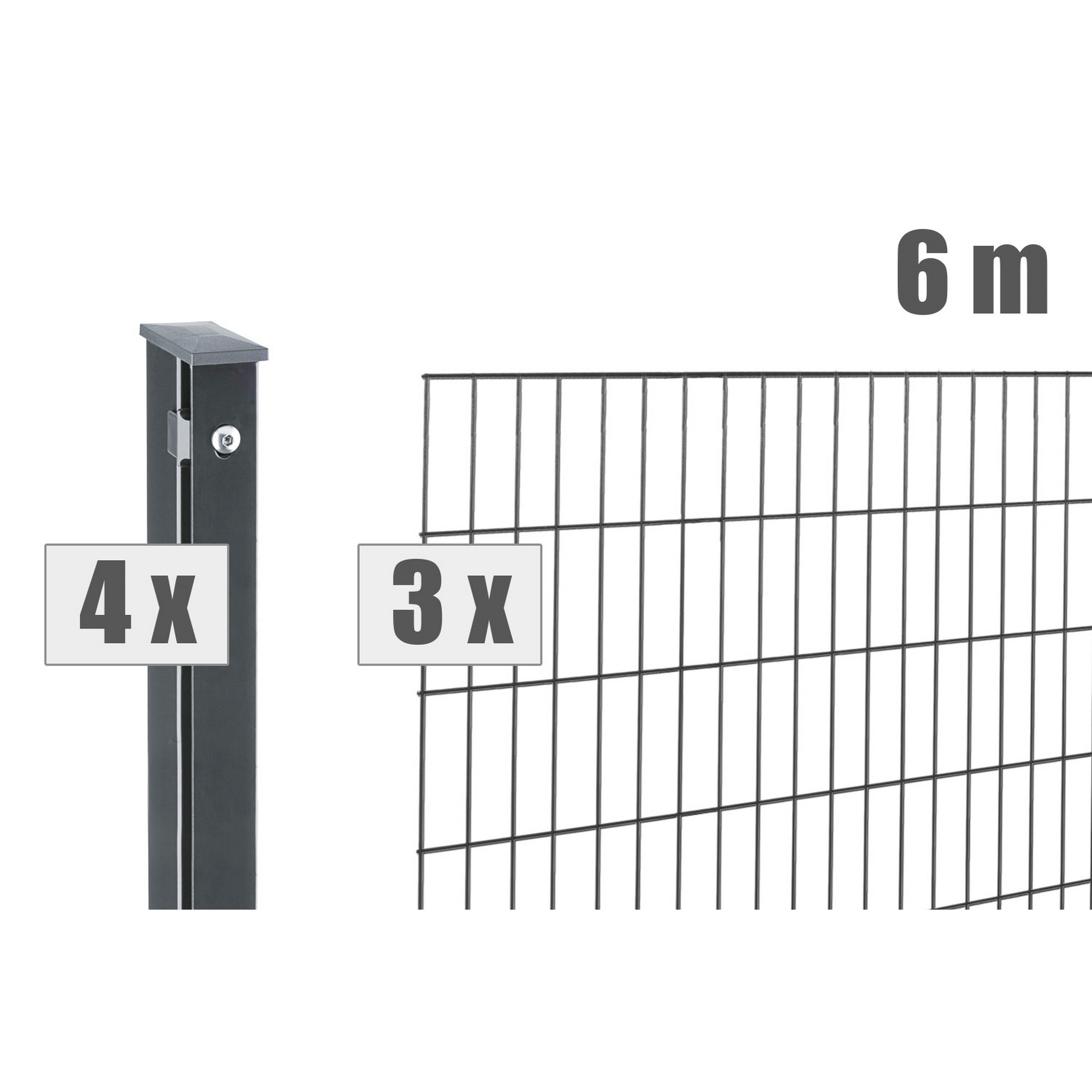 Doppelstabmattenzaun-Set 'Pico S 2.0' anthrazit 600 x 80 cm + product picture