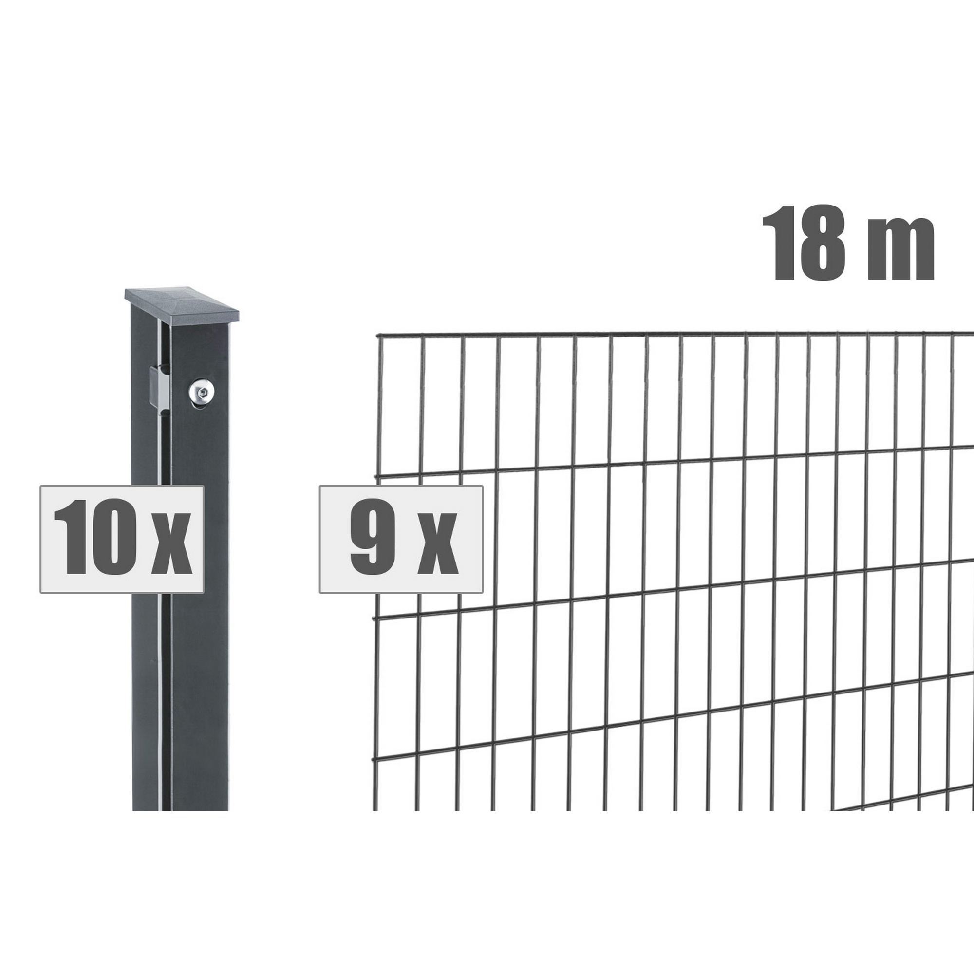 Doppelstabmattenzaun-Set 'Pico S 2.0' anthrazit 1800 x 80 cm + product picture