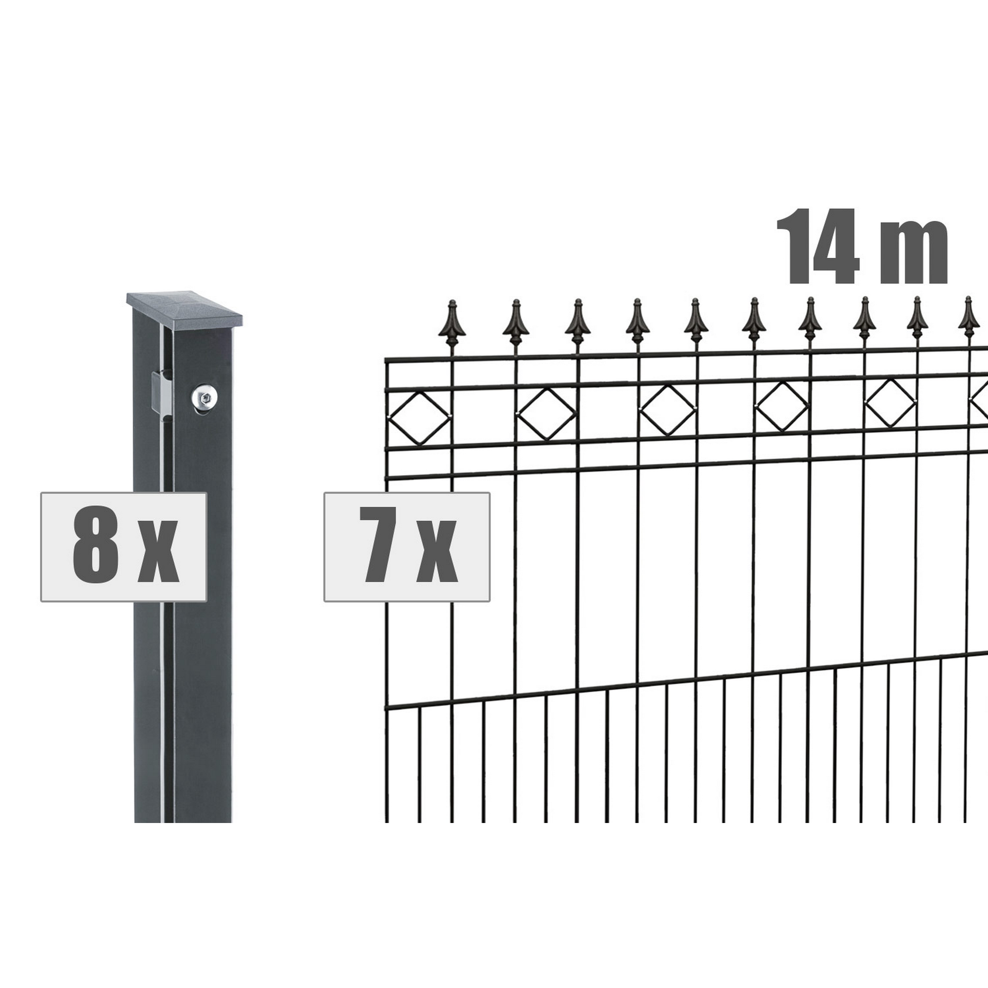 Zaunsystem-Set 'Residenz klassik Rimini' anthrazit 1400 x 110 cm + product picture