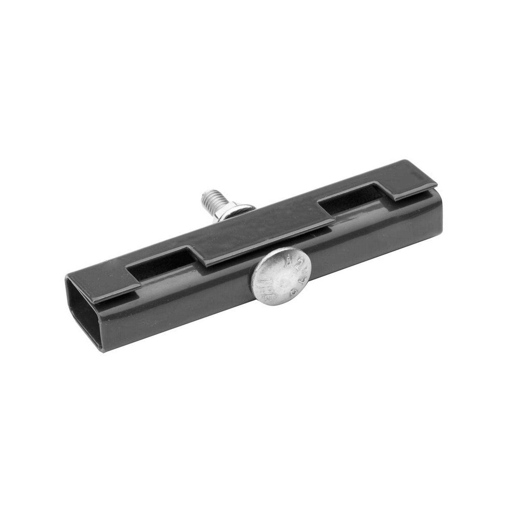 Schwarzer Metallwinkel mit Schraube