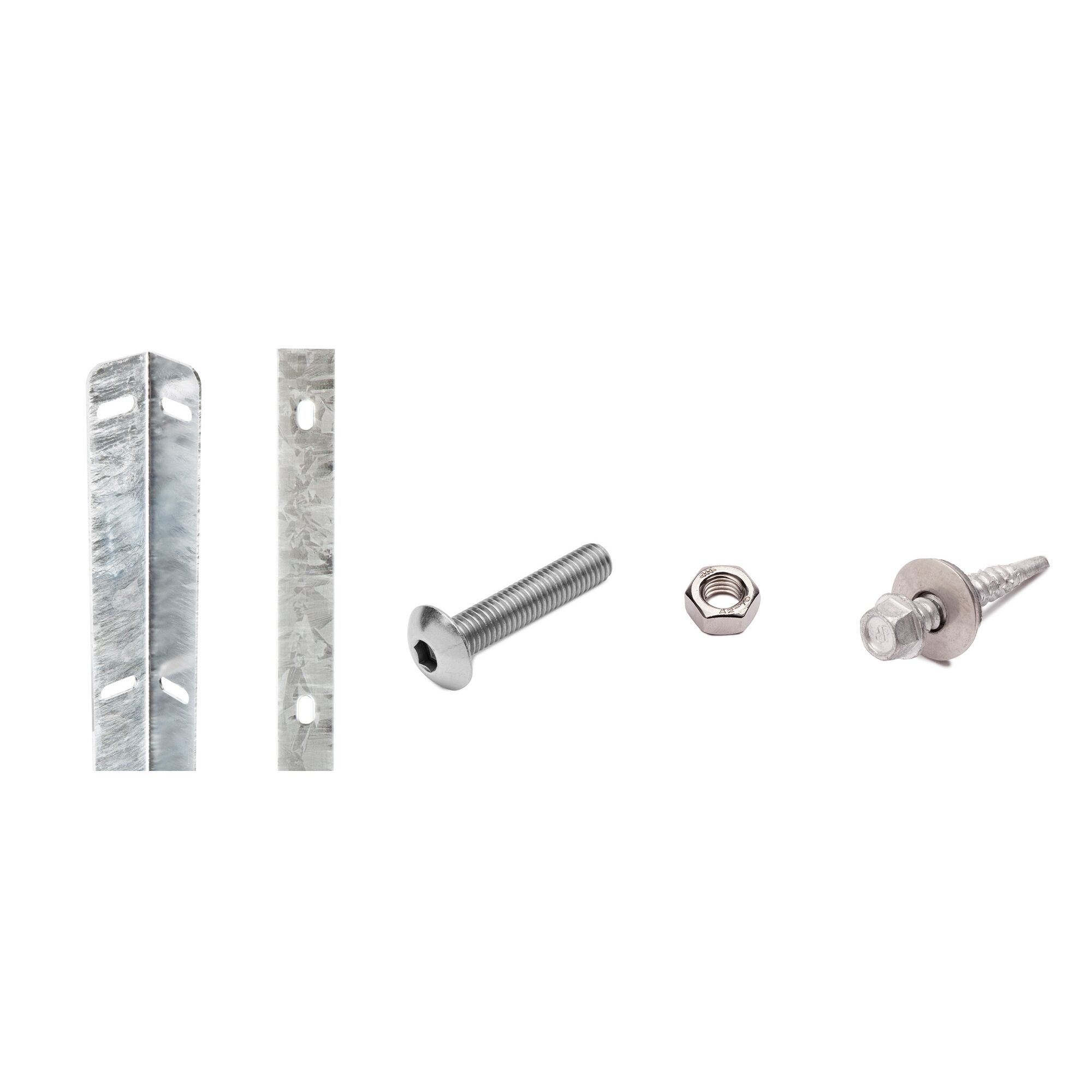 Winkel, Flacheisen, Schraube, Mutter, Blechschraube