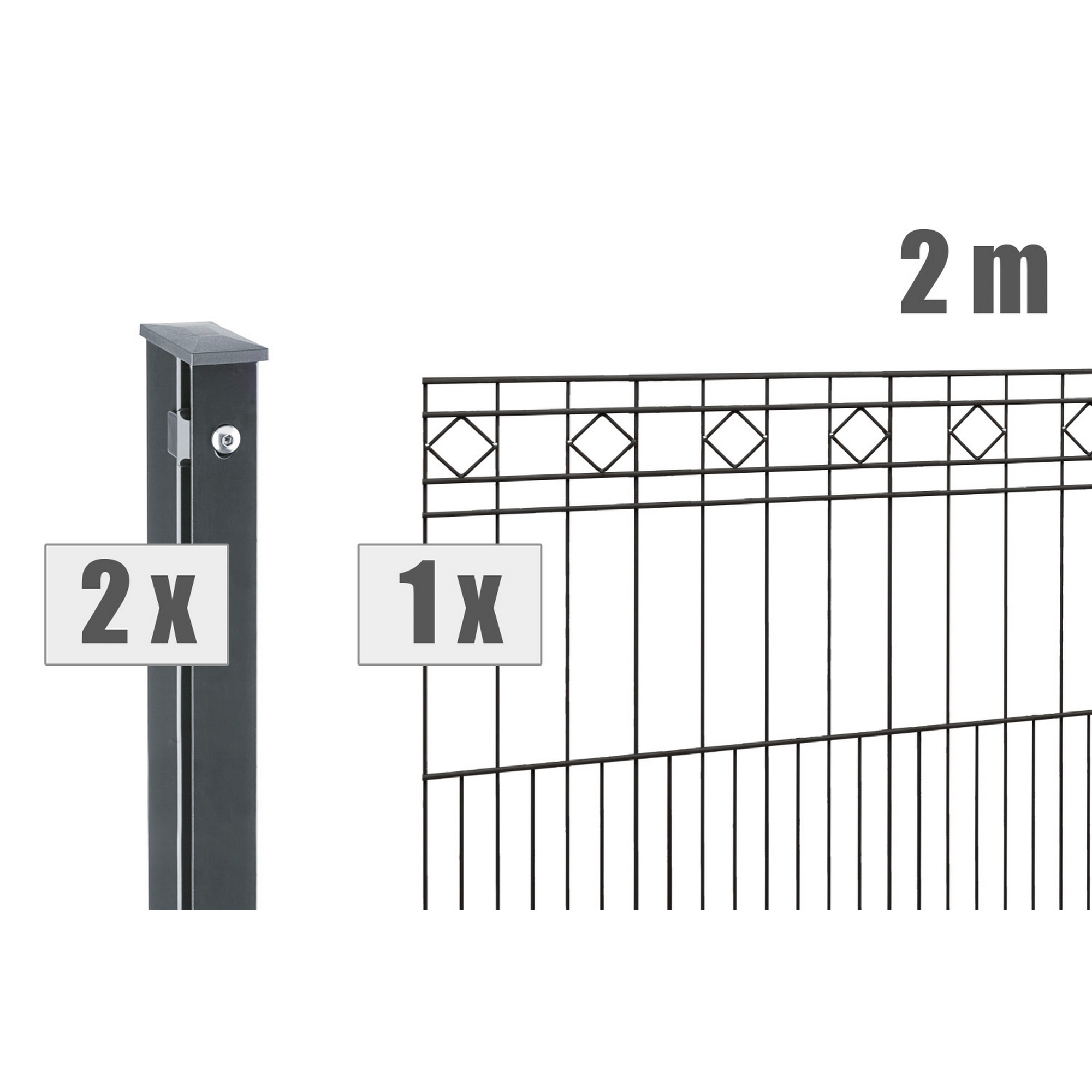 Zaunsystem-Set 'Residenz klassik Turin' anthrazitgrau 200 x 80 cm + product picture