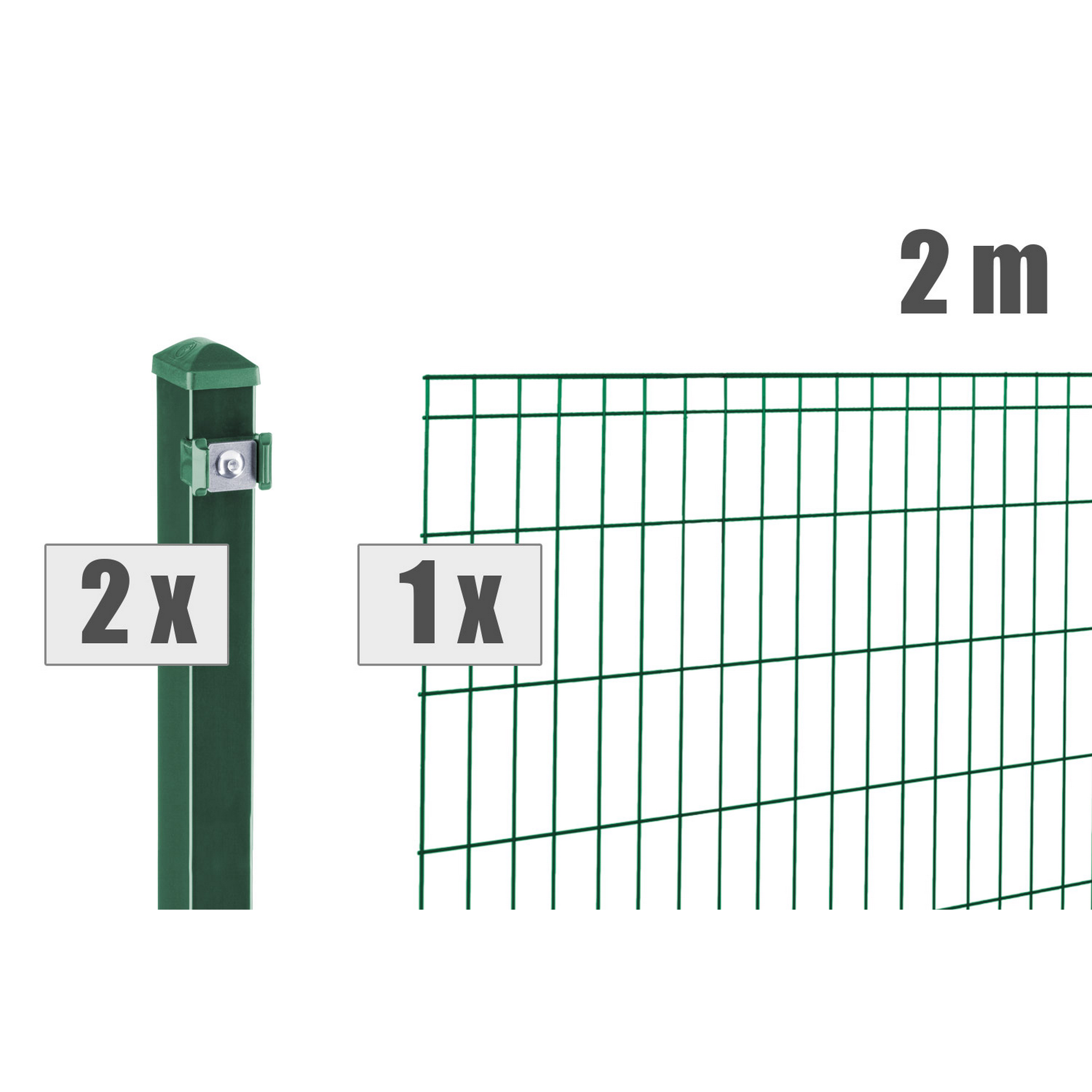 deutsche zauntechnik Doppelstabmattenzaun-Set ‚Michl‘ moosgrün 200 x 100 cm  Stahl