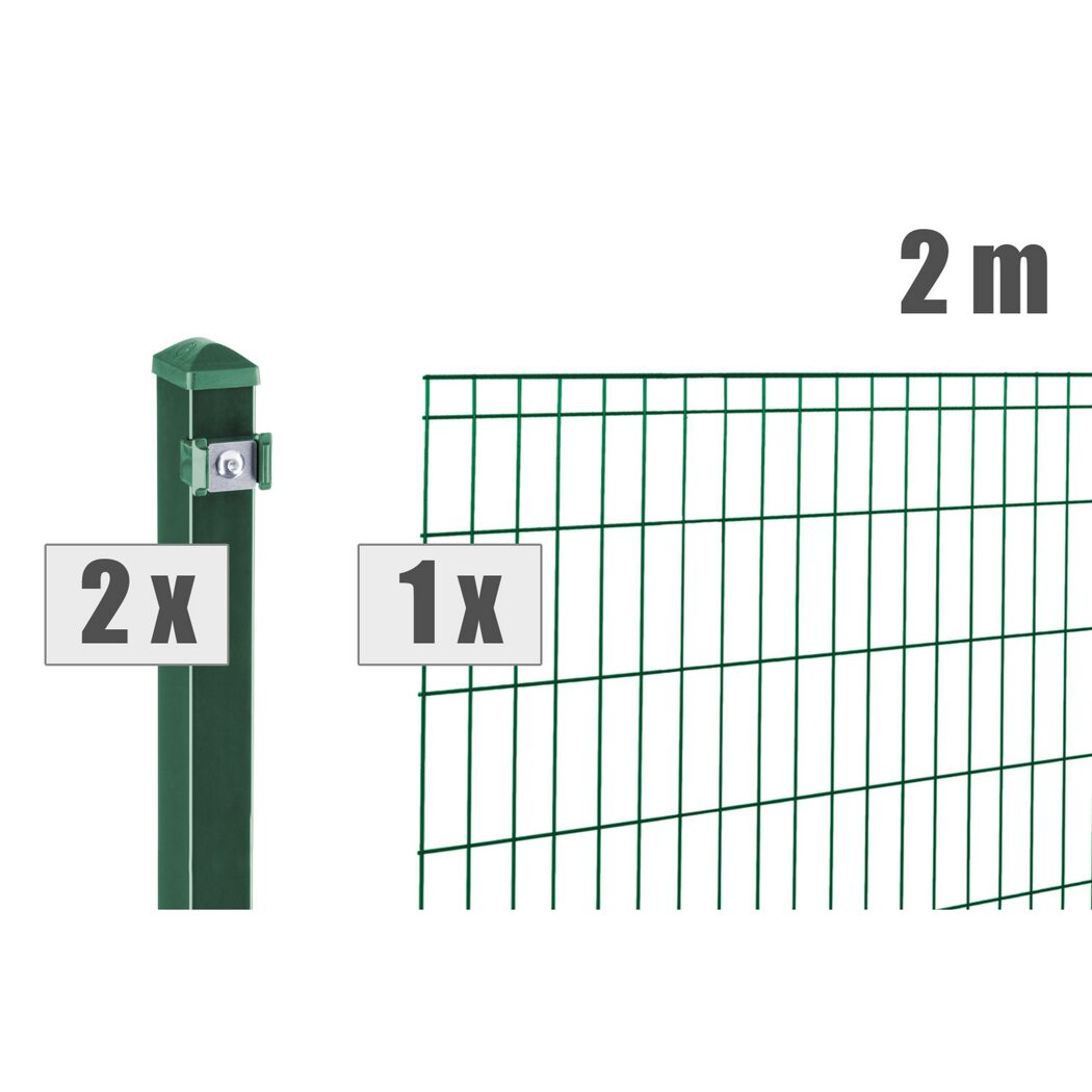 Grüner Gartenzaun mit Pfosten
