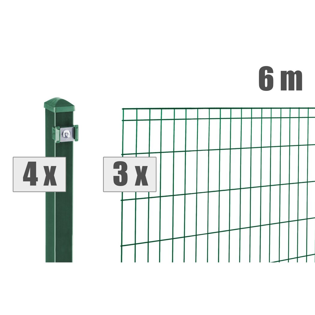 Grüner Gartenzaun mit Pfosten