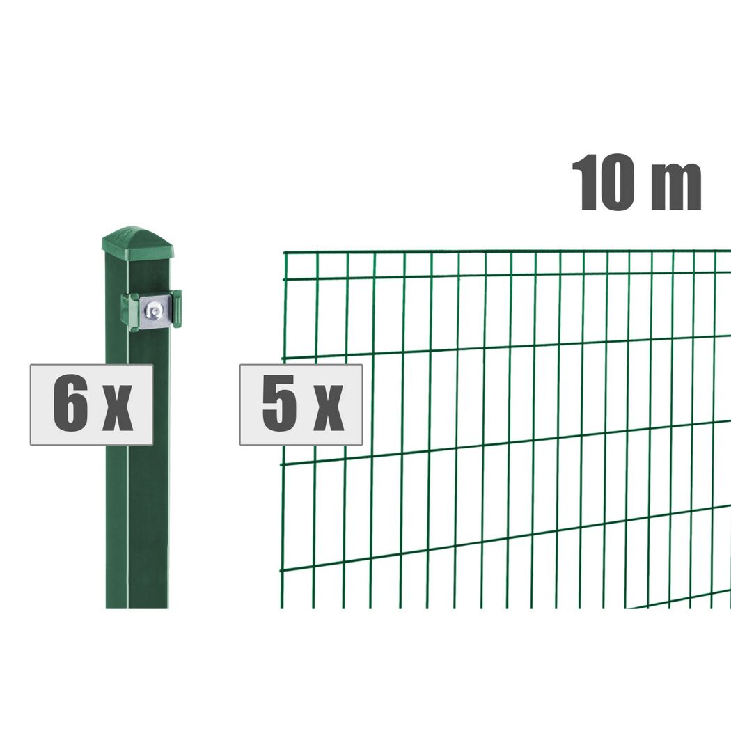 Grüner Gartenzaun mit Pfosten