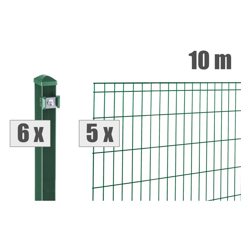 Grüner Gartenzaun mit Pfosten