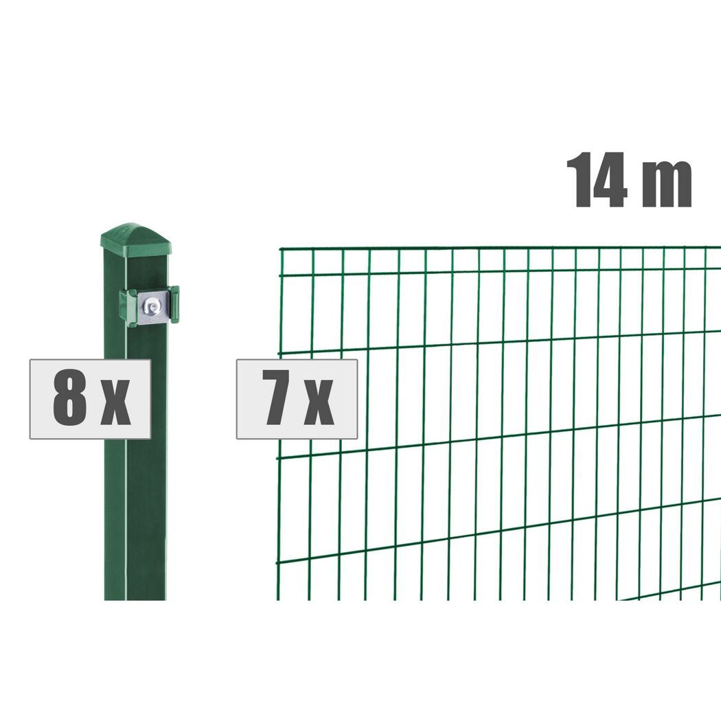 Grüner Gartenzaun mit Pfosten