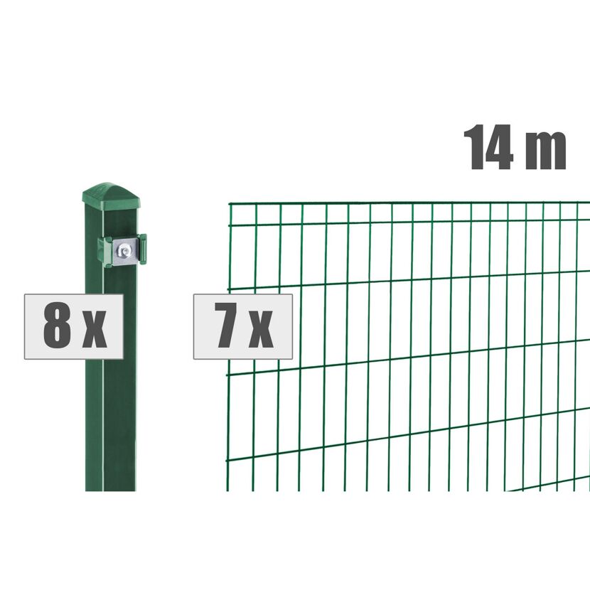 Grüner Gartenzaun mit Pfosten