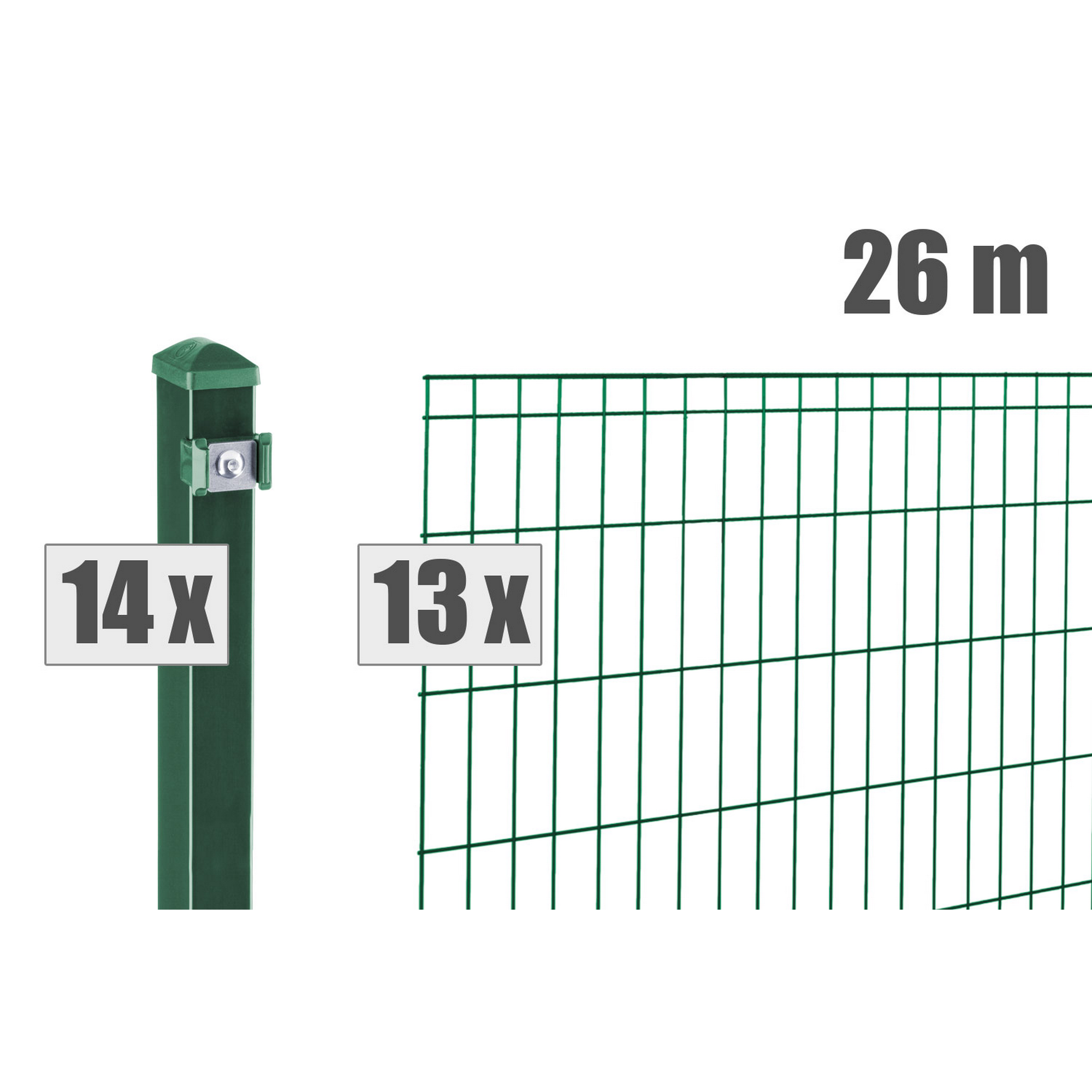 deutsche zauntechnik Doppelstabmattenzaun-Set 'Michl' moosgrün 2600 x 100 cm  Stahl