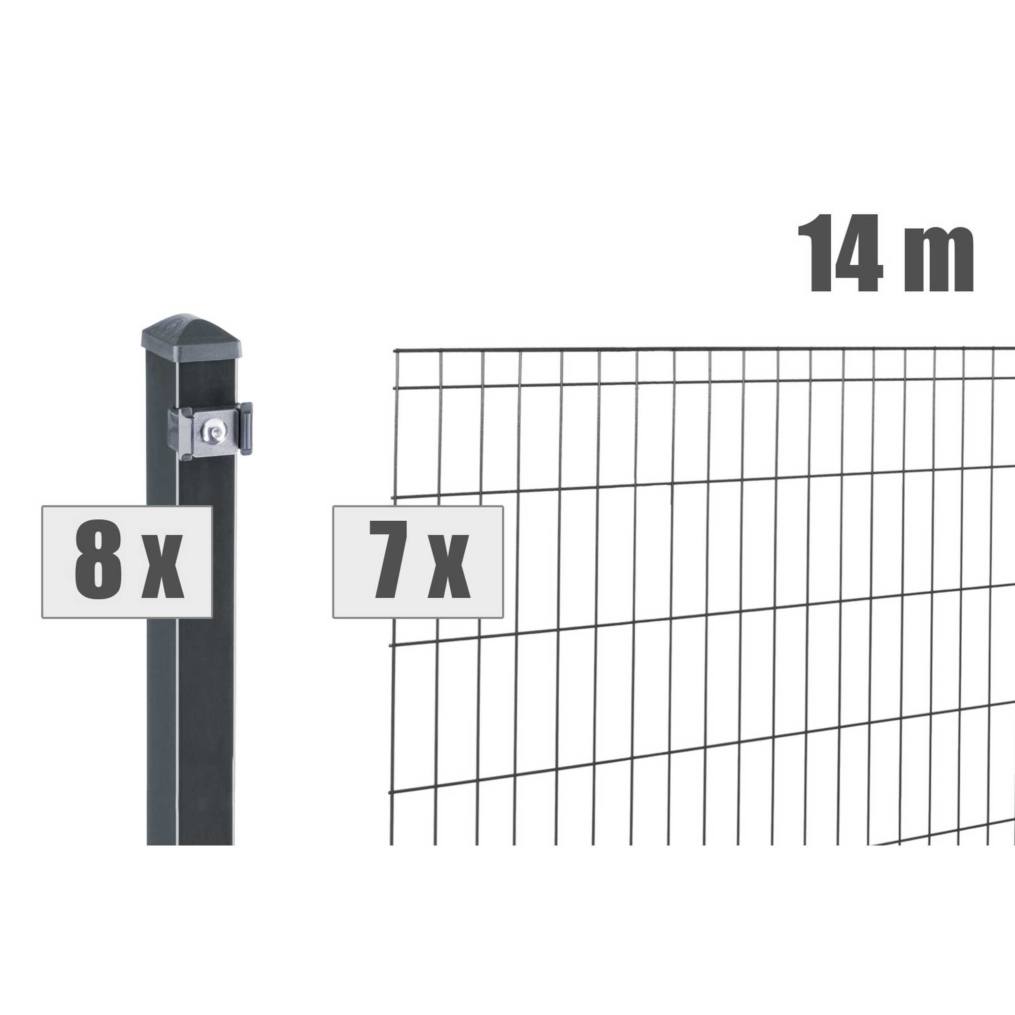 deutsche zauntechnik Doppelstabmattenzaun-Set 'Michl' anthrazitgrau 1400 x 80 cm  Stahl