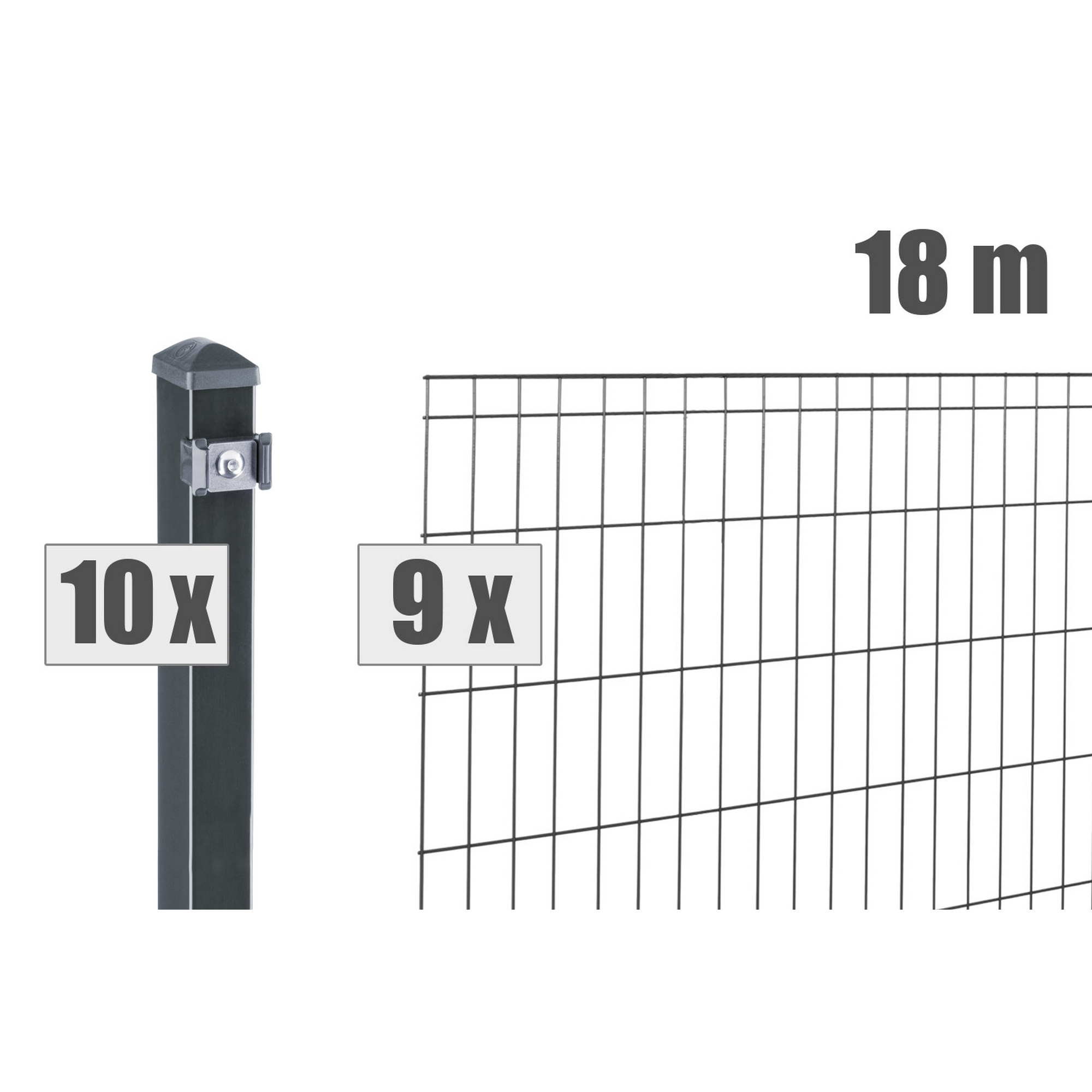 Doppelstabmattenzaun-Set 'Michl' anthrazitgrau 1800 x 80 cm + product picture