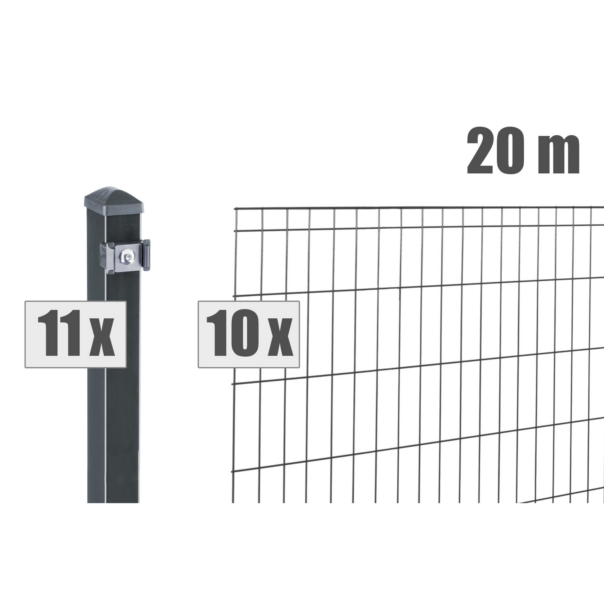 Doppelstabmattenzaun-Set 'Michl' anthrazitgrau 2000 x 80 cm + product picture