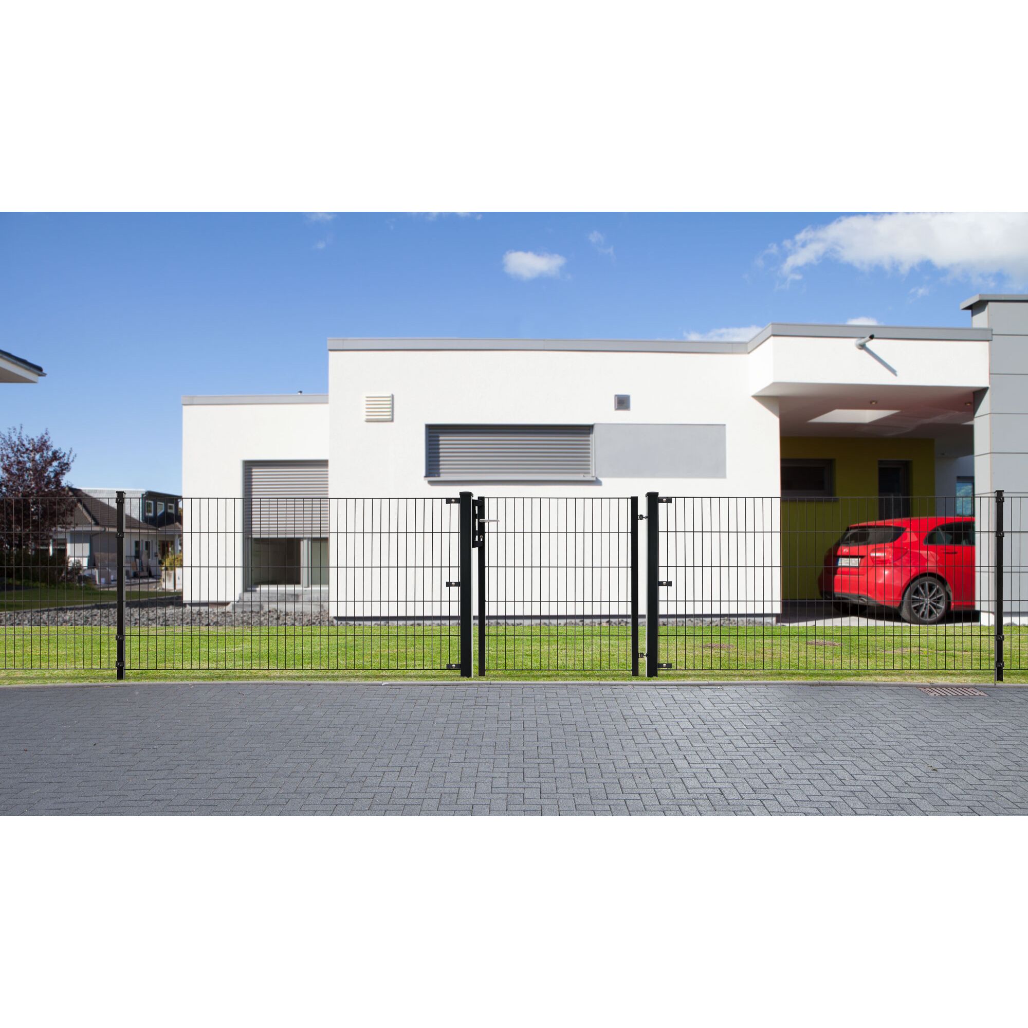 Doppelstabmatten Zaun mit Tor