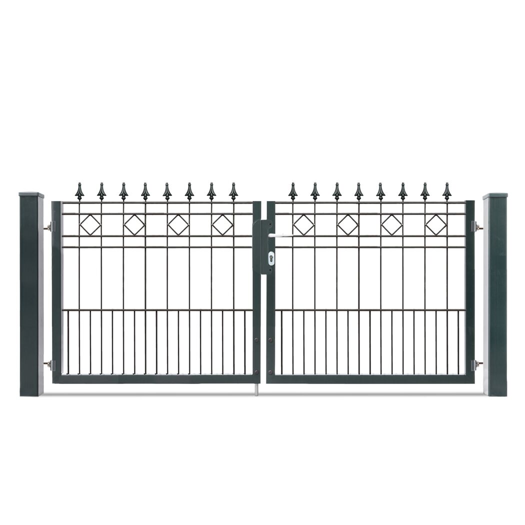 Doppeltes schwarzes Metalltor mit Zierspitzen