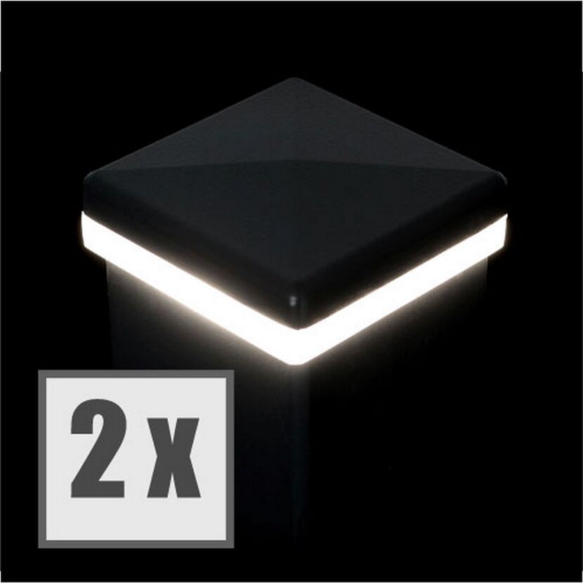 Schwarze LED-Pfostenkappe, leuchtet weiß