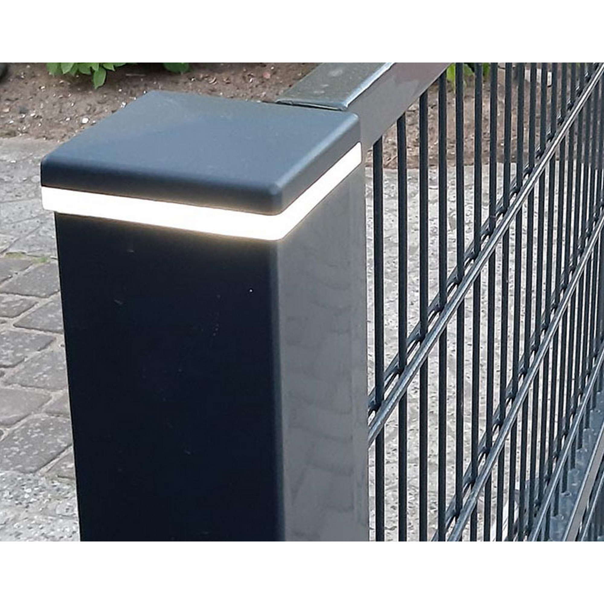 deutsche zauntechnik LED-Pfostenkappe anthrazit 10 Stück für Zaunpfosten 6 x 4 cm, inklusive Trafo  Aluminium