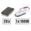 20 LED-Abdeckkappen und ein Transformator