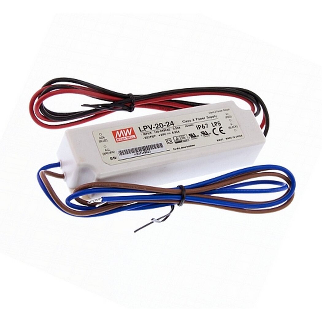 Weißer LED-Trafo mit Kabeln