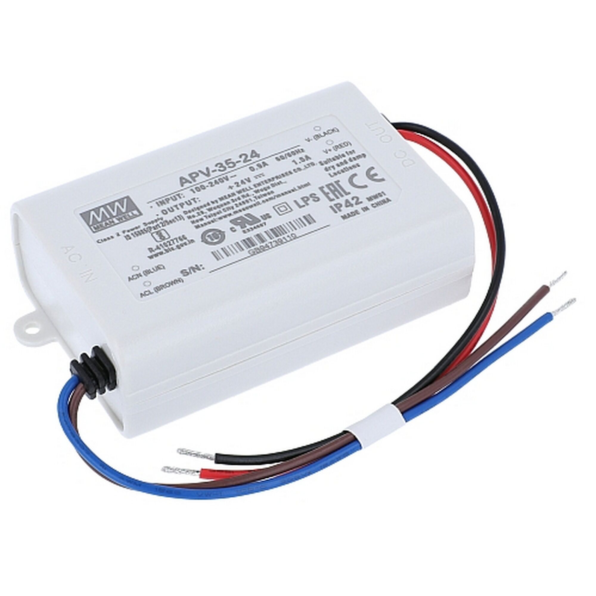 Weißer LED-Trafo mit Kabeln