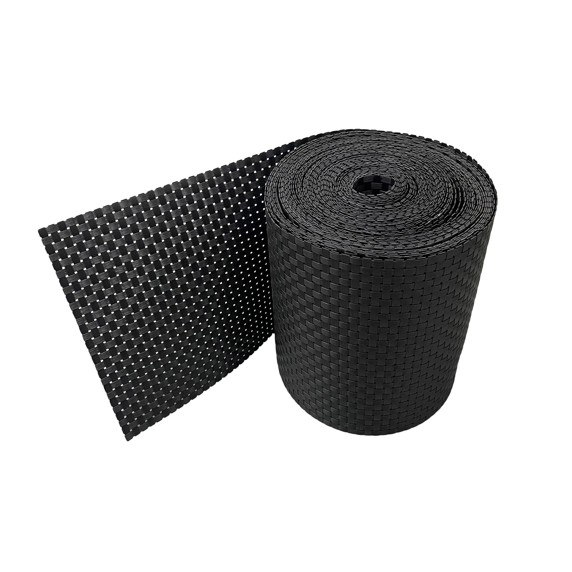 Schwarze Sichtschutzstreifen aufgerollt