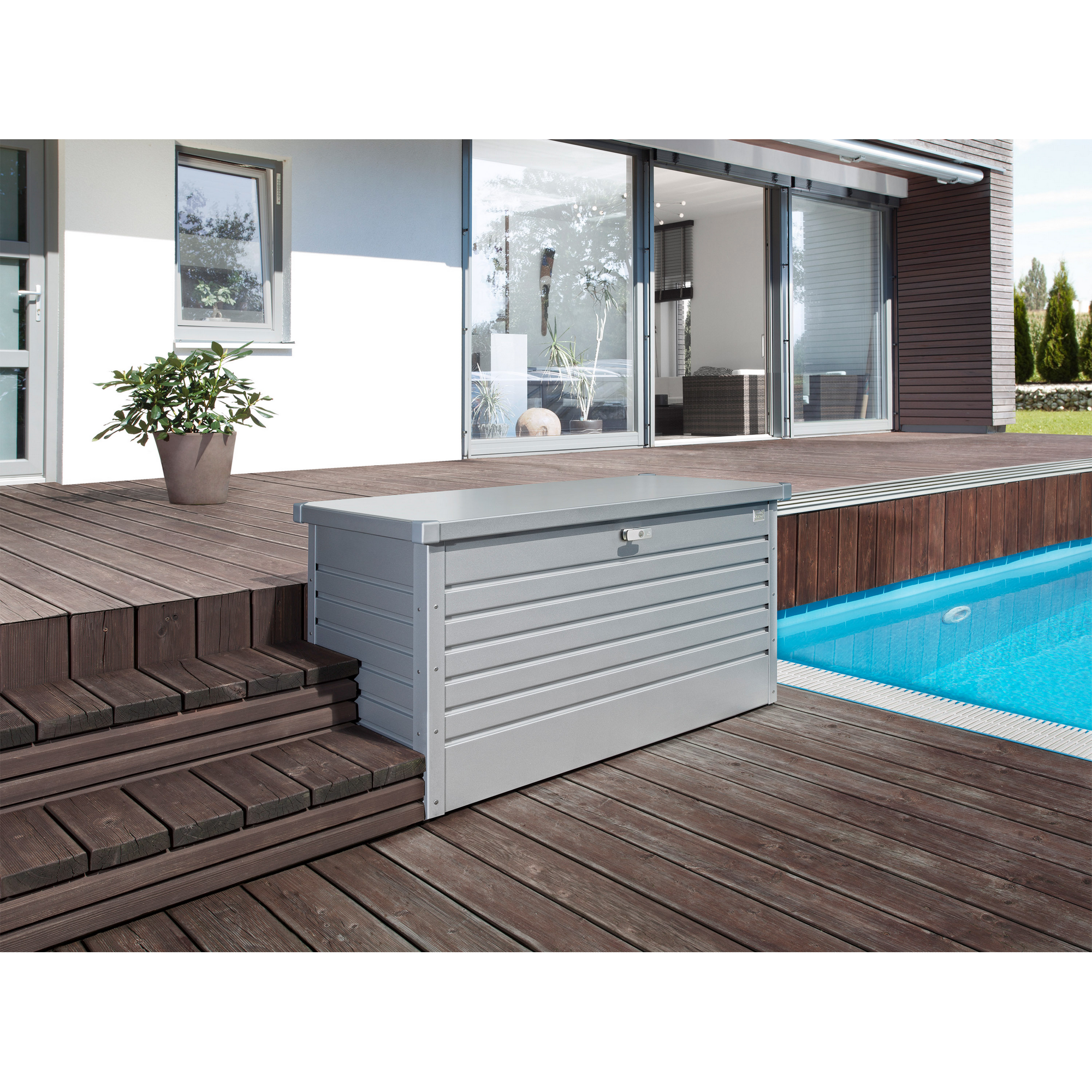 Aufbewahrungsbox 'FreizeitBox 130' silber metallic 134 x 62 x 71 cm