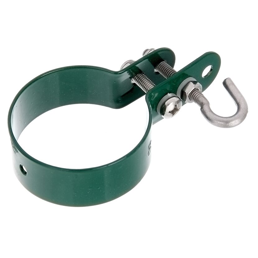 Grüne Rohrschelle mit Haken